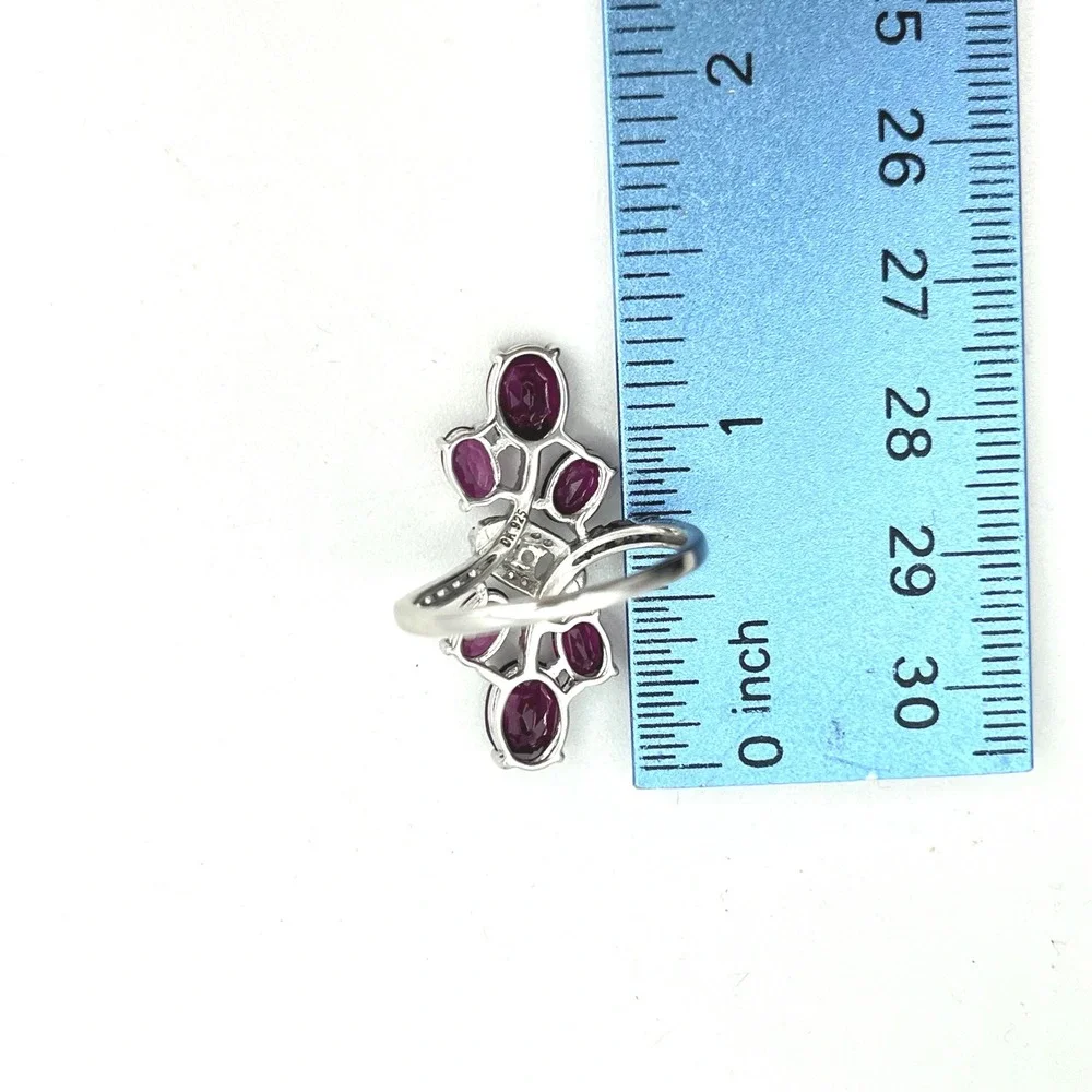Sterling Silver Garnet Cluster Ring Marquise Oval Statement Size 9‎